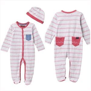 7 For All Mankind Striped Footie & Hat Set